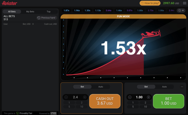 Алгоритм игры Авиатор